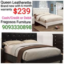 Leatherette Queen bed(new)