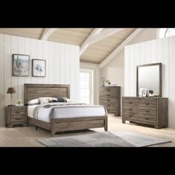 Brand New 4pc Brown Bedroom Set (4 Sizes)