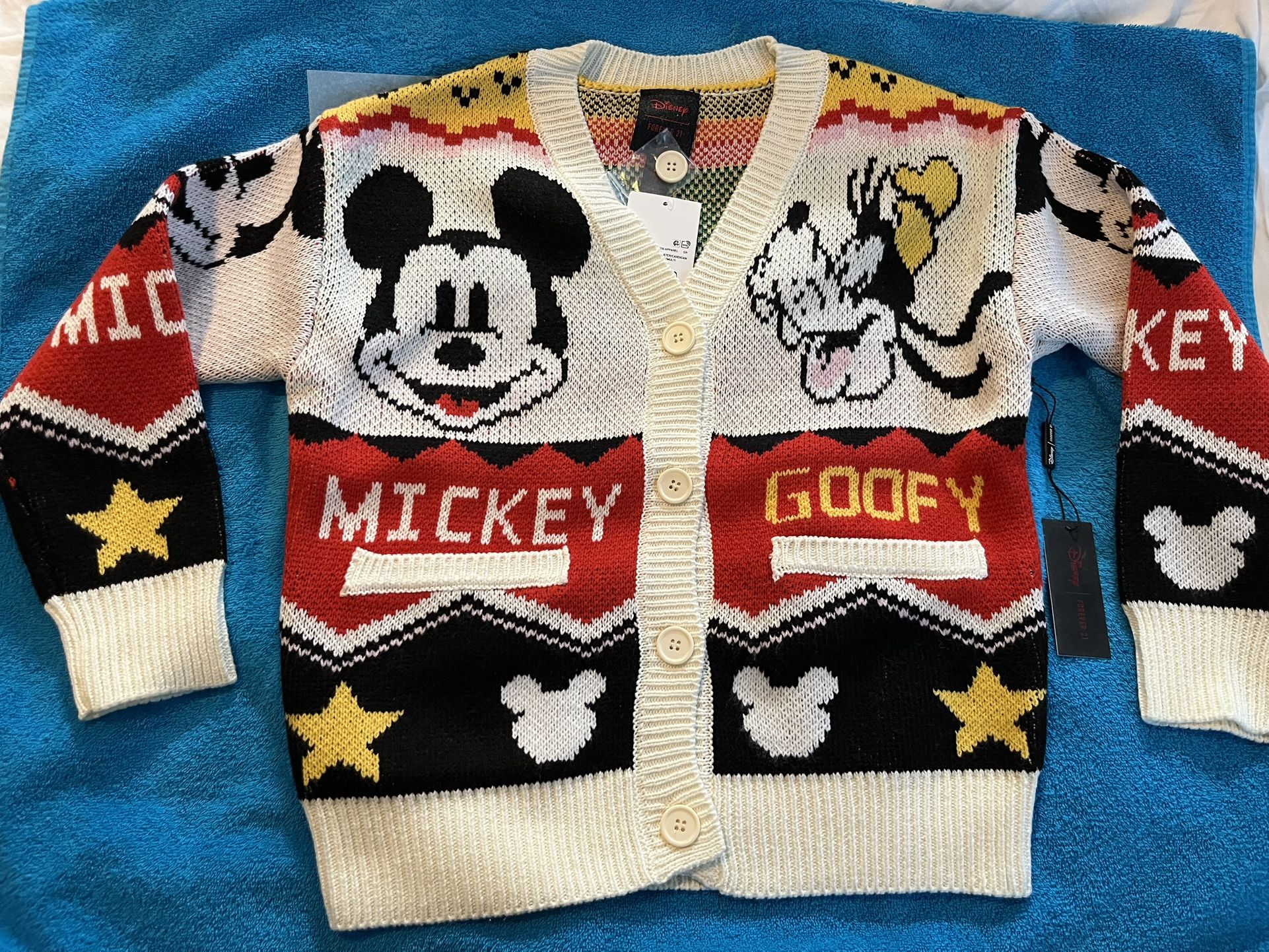 Mickey And Goofy Kids Cardigan NWT Size 9/10 11/12