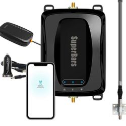 Cell Phone Signal Booster for Truck, RV, SUV, Camping. Bendable Antenna. Upgraded Version. Cell Phone Booster for All U.S. Carriers-Verizon AT&T T-Mob