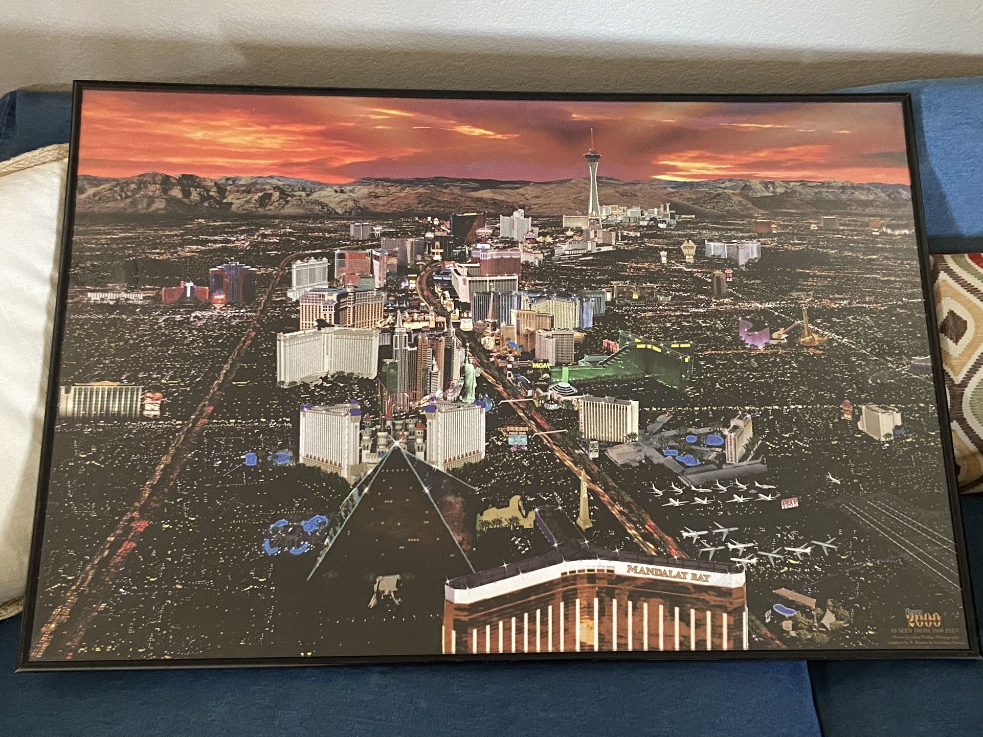 Framed~Vegas 2000~As Seen From 2000 Feet~Photo By Dave Phillips~Tiffany Design