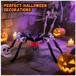 🎃 Halloween Spider Decorations, Scary Lifting Shaking Spiders Outside Realistic Fake Hairy Spider Props for Halloween Decorations Indoor and Outdoor 