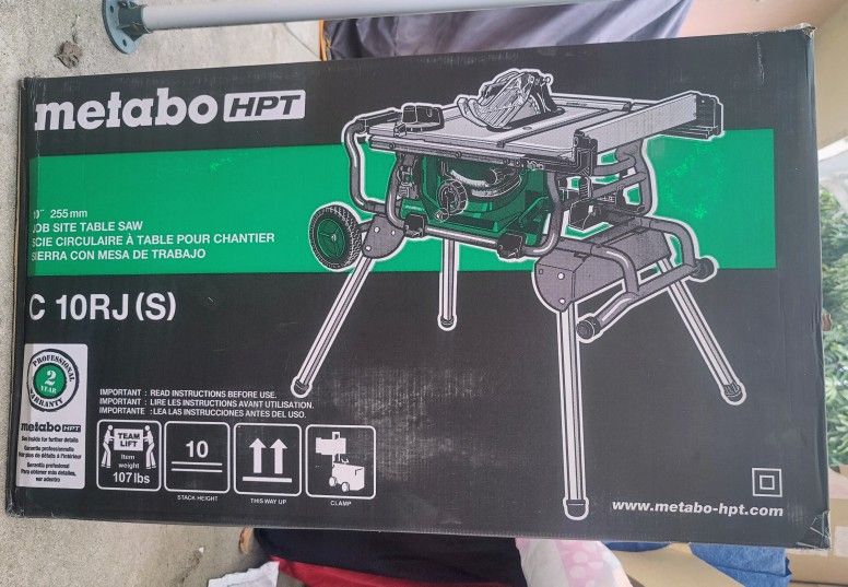 Metabo HPT 10-in Carbide-Tipped Blade 15-Amp Table Saw Fold & Roll Stand (New)