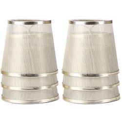 Crystal Chandelier Mini Lamp Shade 5.5-inch, Bell, Clip On, Champagne Organza (Set of 6, Gold)