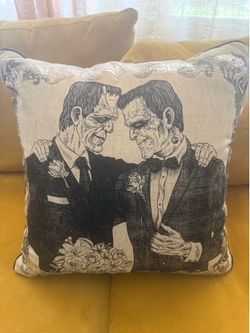 Issac Mizrahi Halloween Frankenstein Groom decorative pillows LGBTQ