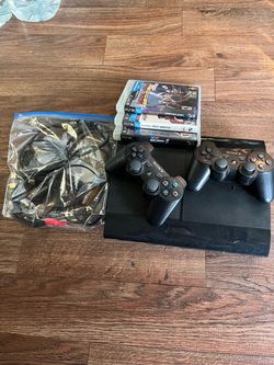 PlayStation 3 Superslim Console Bundle w/ Controllers, Games, Cables
