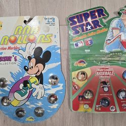 Vintage 1990s Collectible Marbles Lot – MLB Super Star + Disney Mickey (Sealed)