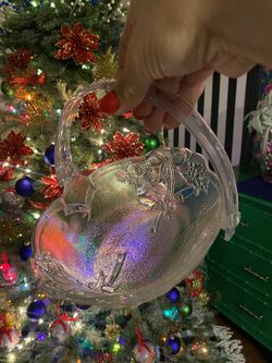 Vintage Christmas glass basket