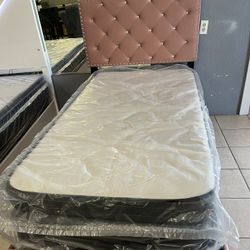 Pink Bed Frame And Headboard 