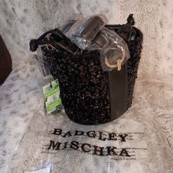Badgley Mischka black sequin bucket