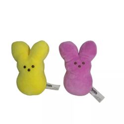 Peeps Plush 6" Yellow & Pink Bunnies Rabbits Stuffed Animal Easter Soft Plush 