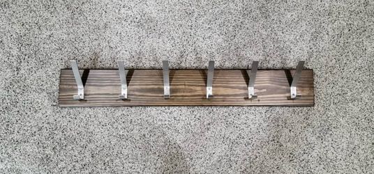 36” Large Wood Coat Hanger Rack - 6 Metal Hooks