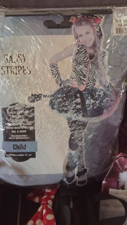 Sassy Stripes Zebra Girls Costume XL 14-16