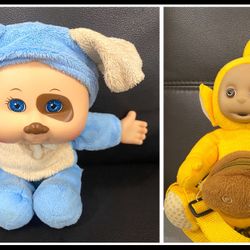 Vintage Teletubbie Laa Laa Yellow Plush Backpack 1990’s. Cabbage Patch Puppy 10in.