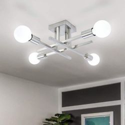  LWYTJO 18.11 in. 4-Light Nickel Dimmable Sputnik Semi Flush Mount Chandelier L10 $30