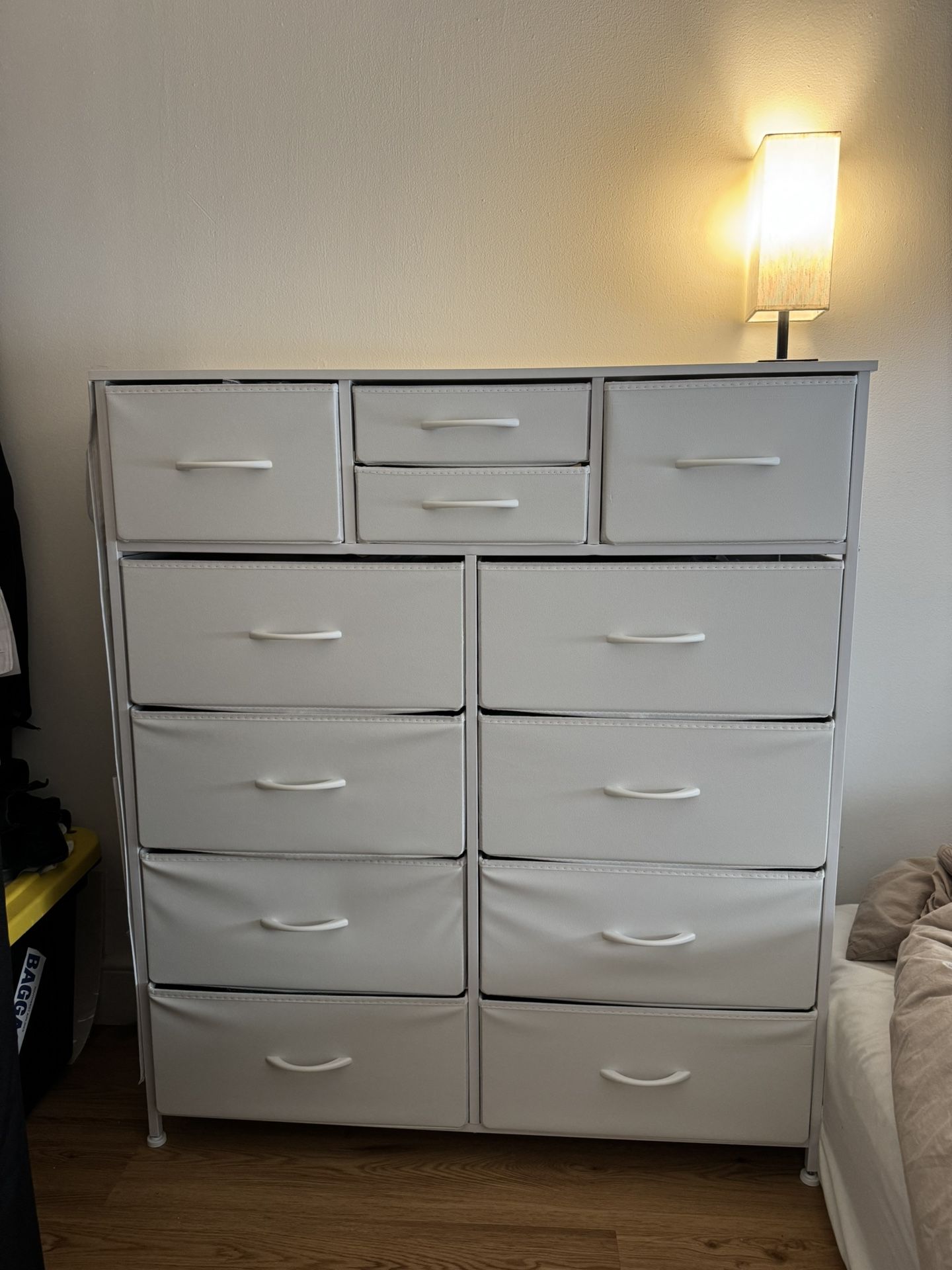 12 Drawer Bedroom Dresser, White, Fabric Storage Organizer