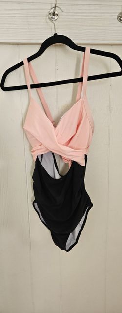 Pink and Black One-Piece Swimsuit