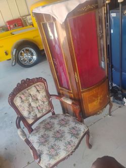 Victorian Style Armchair with Floral Upholstery