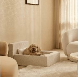 NEW Sherpa Teddy Dog Bed Luxury BedFrame with Pillow and Sham