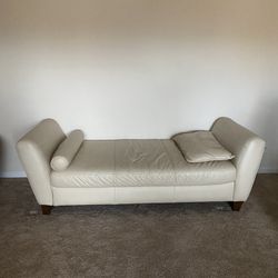 Off White Leather Chaise