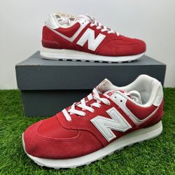New Balance 574 Men’s Red White Athletic Running Walking Shoes Sneakers Size 8