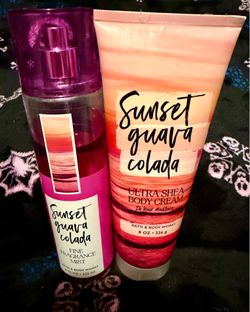 Bath & Body Works Sunset Guava Colada : Fine Fragrance Mist & Body Cream.
