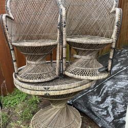 Rustic Wicker Table + Chairs 