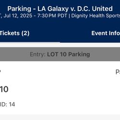 7/12: LA Galaxy vs DC United Parking Pass