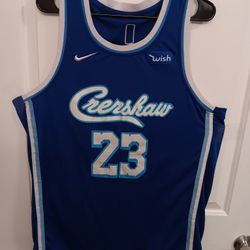 LeBron James Blue Tribute Crenshaw Basketball Jersey 