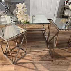 3 Pieces glass Mirror Tables 