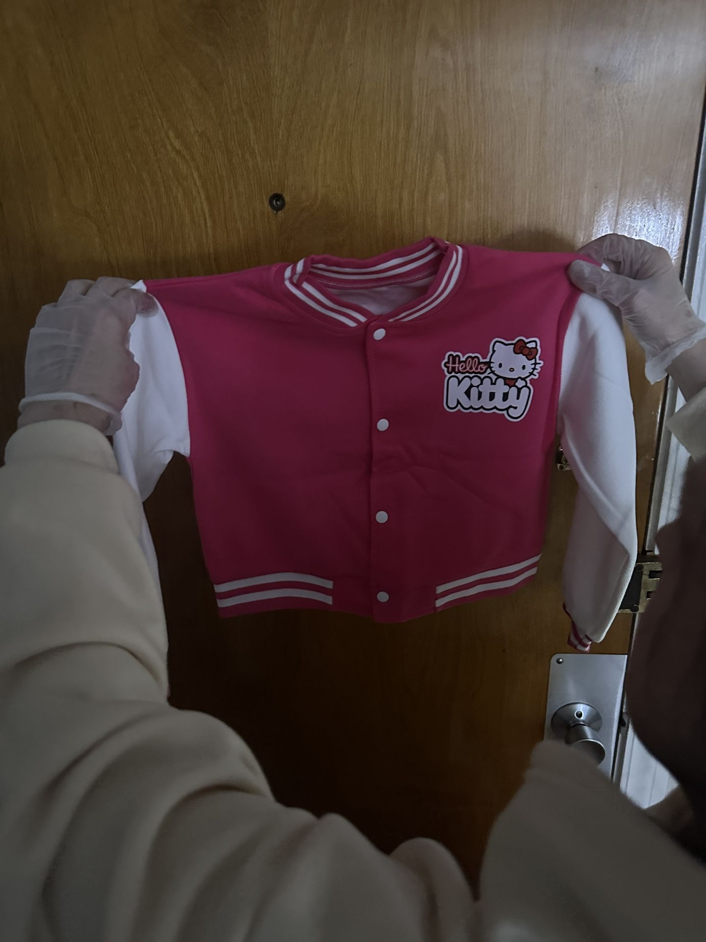 Hello Kitty -light jackets-bomber Jacket-snap Button Down For little girls and adults