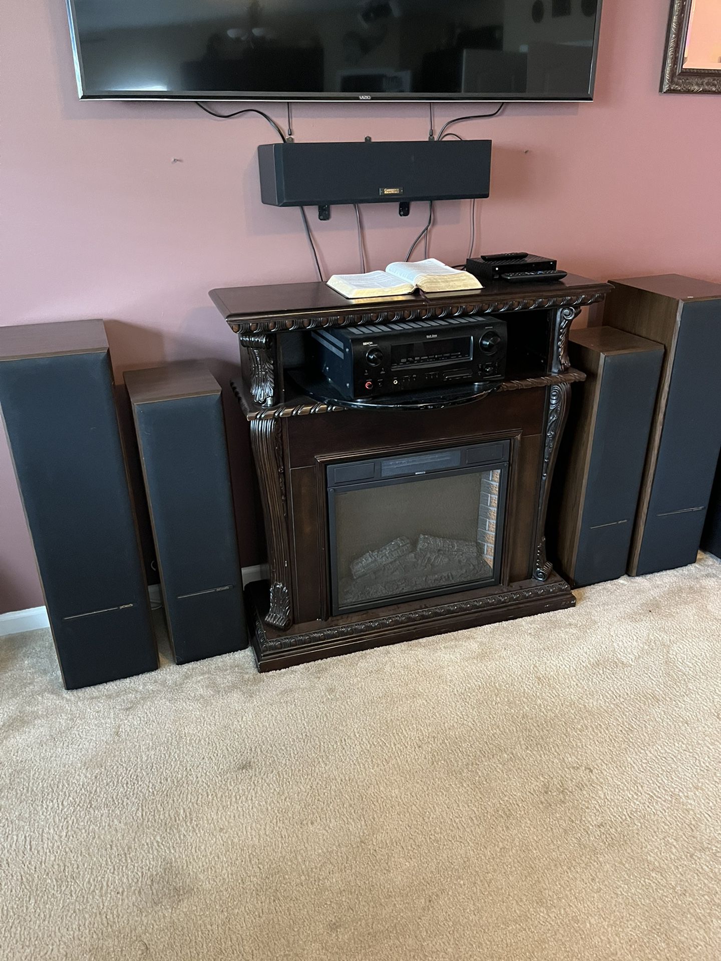 Fireplace And Speakers Polk Audio