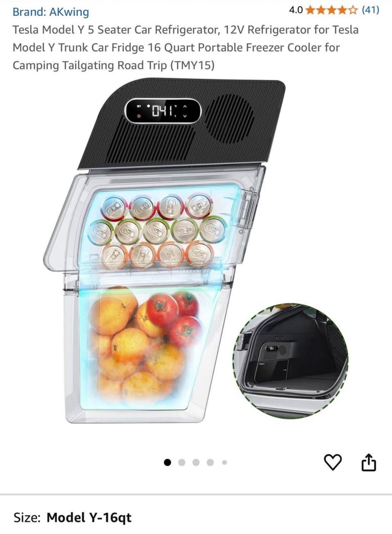 Tesla Model Y portable car fridge freezer camping accessory 16 qt