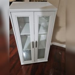 White Glass Door Storage Cabinet, 21x16x40.25 Inches - New - Sacramento, CA