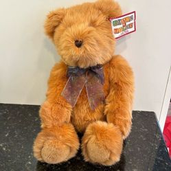 GUND Heads &amp; Tales Plush Tan Bear -Fluffy Soft O5N86 Green Paisley Bow 