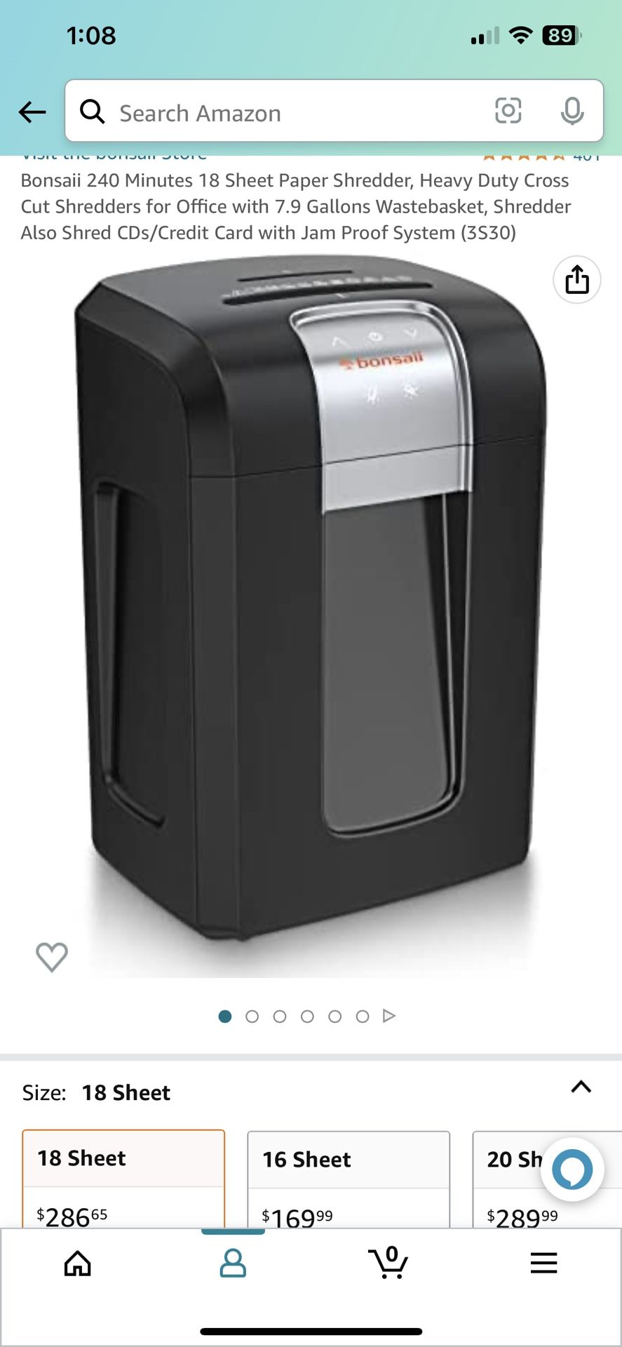 Bonsaii 240 Minutes 18 Sheet Paper Shredder Msrp $289.99