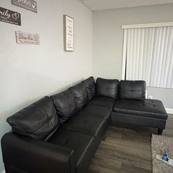 Black leather 2 piece sofa