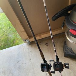 2 Baitcaster Fishing Reels And Rods
