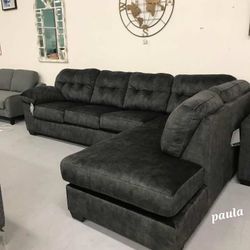 Granite Gray Suede Fabric Ultra Comfy Sectional - Ashley Accrington⭐$39 Down Payment with Financing ⭐ 90 Days same as cash 