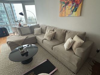 Beige L-Shaped Sectional Sofa