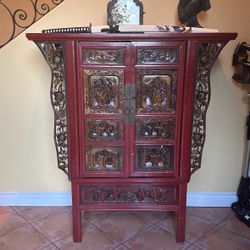 Oriental Wood cupboard With Drawer