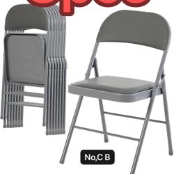 8 Pack Folding Chairs with Padded Cushion and Back - PU Leather Stackable Portable Dining Chairs Set, for Home and Office, Conference, Wedding, Party,