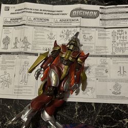 Very  Rare!!! Vintage 2002 Hybrid Digivolving Burning Greymon  Figurine With Manual 