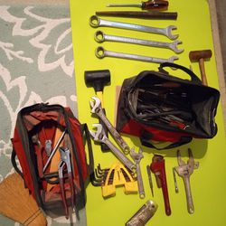 A Variety Of Tools And 2 Tool Bags 