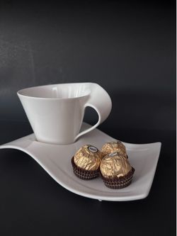 Villeroy & Boch NewWave Caffè Cup & Snack Plate Set | Made in Germany