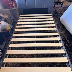 Twin Upholstered Bed + Mattress – Like New