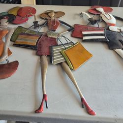3 Tin Lady Art About 20'' Tall
