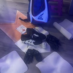 Baseball Backpack And Gloves Shoes And Baseball plates