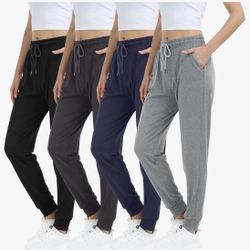 New 4 Pack Women's Sweatpants,Joggers for Women with Pockets Ligthweigt Soft Comfortable Pant for Yoga Workout Lounging