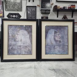 RAMSES and CLEOPATRA SET by JOHN PARRISH - EGYPTIAN 2PC FRAMED CANVAS